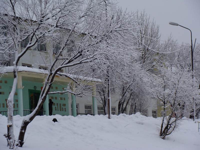 здание школы зимой